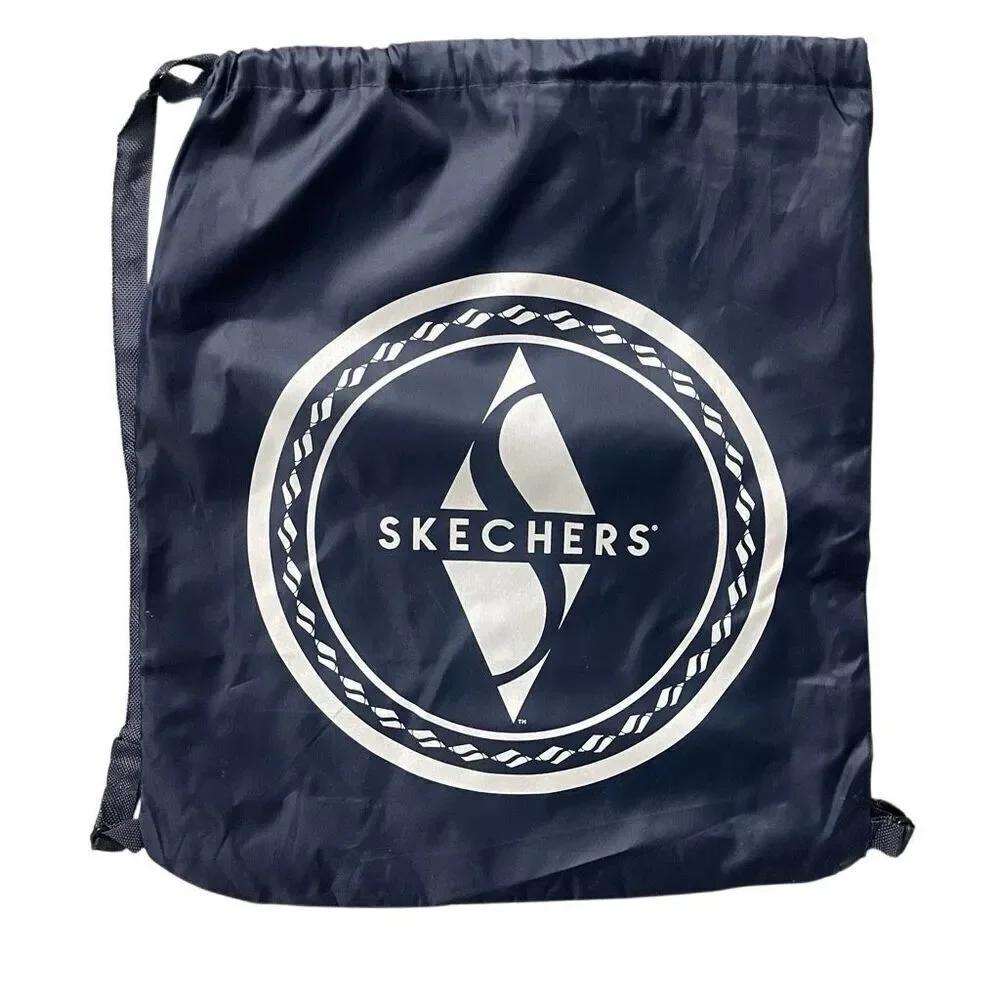 Skechers Navy Blue Nylon Drawstring Backpack – Water Resistant, Unisex Logo Bag